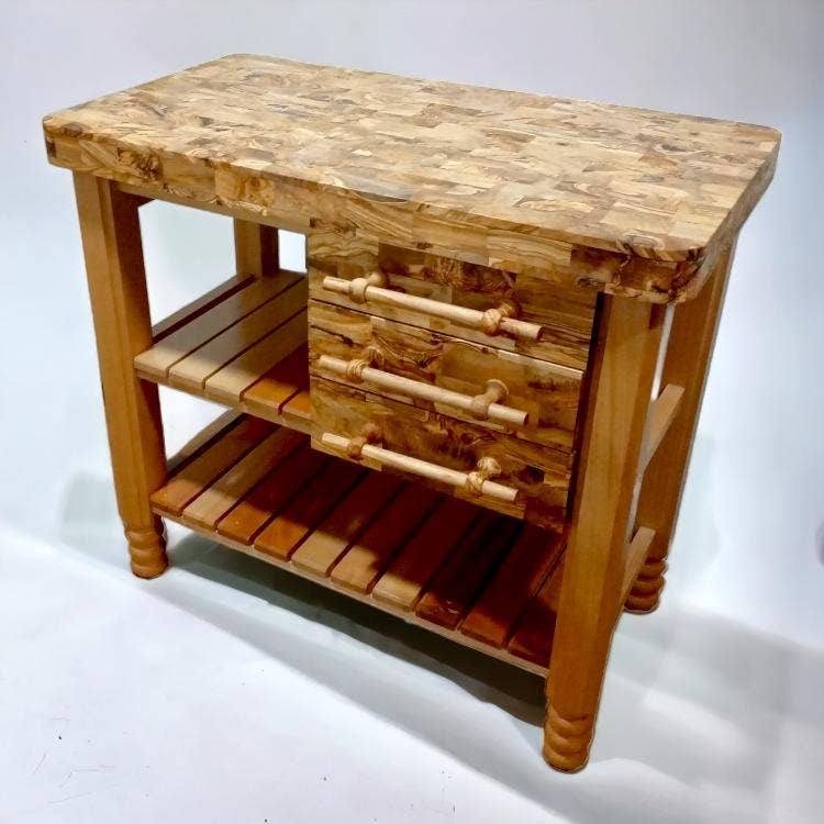 Oliveart - Wholesale Kitchen Storage/Organizer - Table Butcher Block / Kitchen Cart with 3 Drawers2