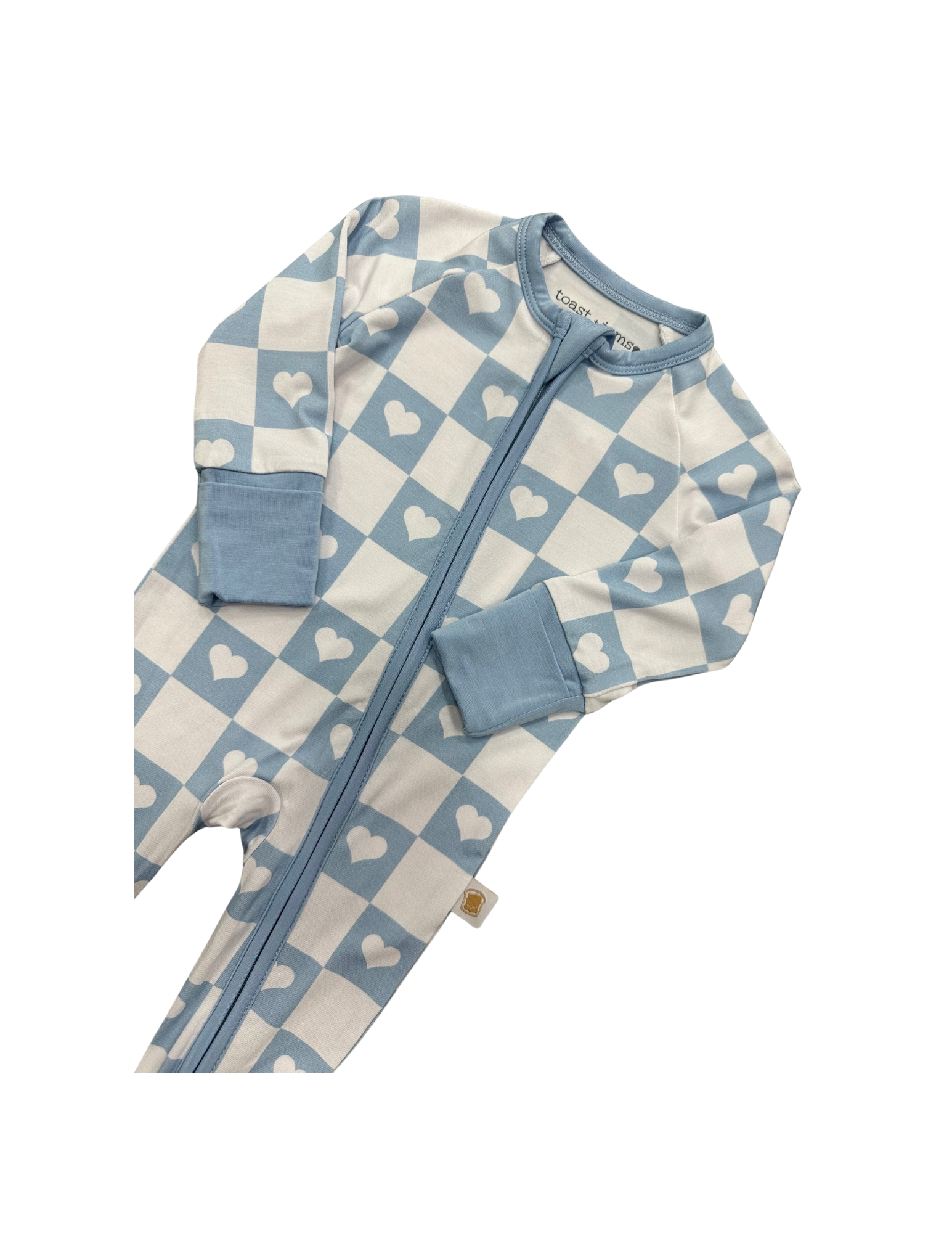 Toast + Jams - Wholesale Sleepsuit - Baby - Checkered Hearts Zip Jam1