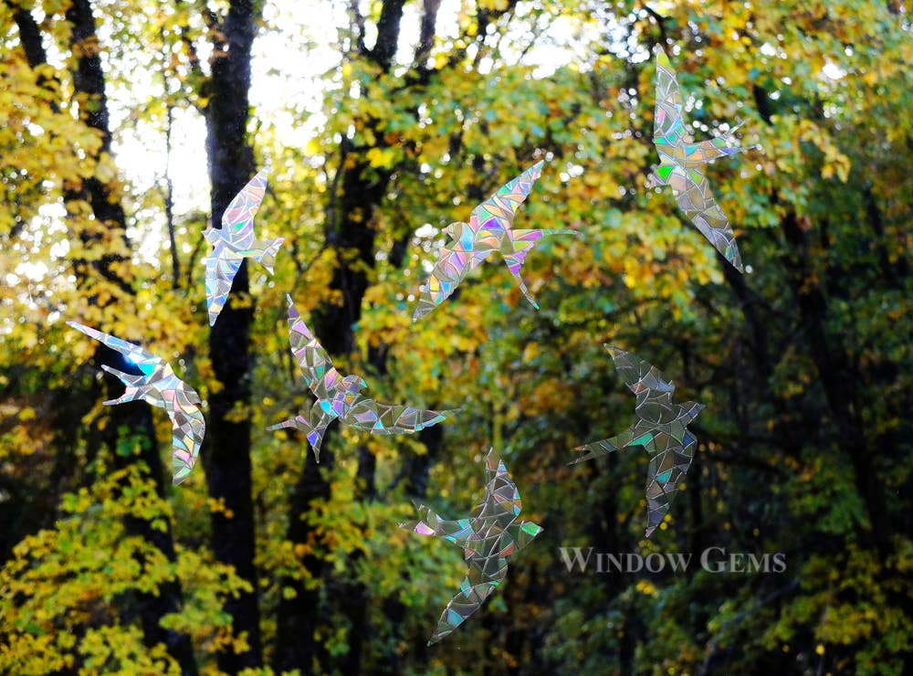 Window Gems - Wholesale Suncatcher - Swallows Window Clings - 7 Prismatic Bird Strike Prevention Decals3