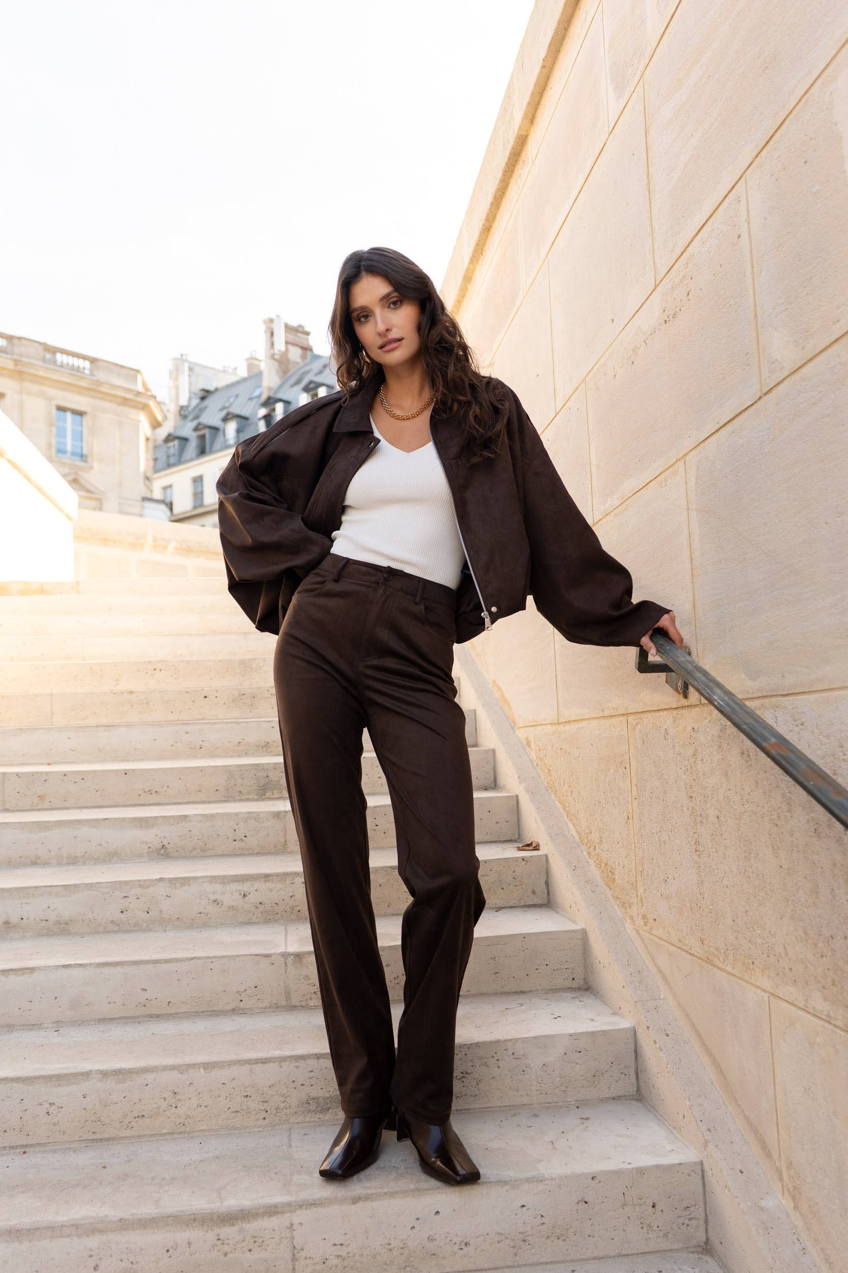 Attentif Paris - Wholesale Bomber Jacket - Women's - Oversized bomber jacket in suede with a loose fit4