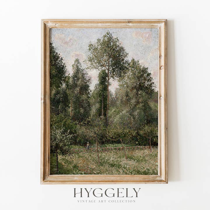 Vintage träd målning | Dämpat grönt landskapstryck L192 för wholesale av Hyggely
