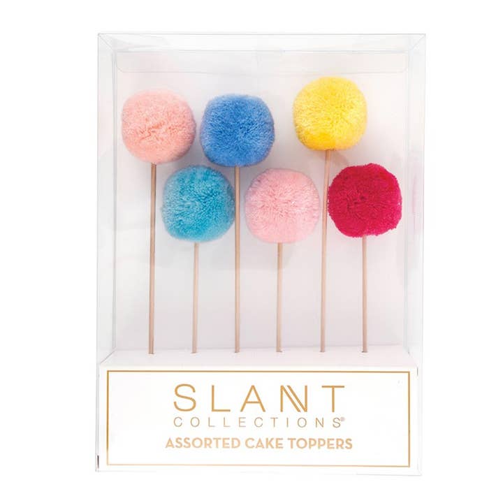Slant Collections by Creative Brands - Wholesale Cake/Cupcake Topper - Pom Pom Cake Topper - Confetti1