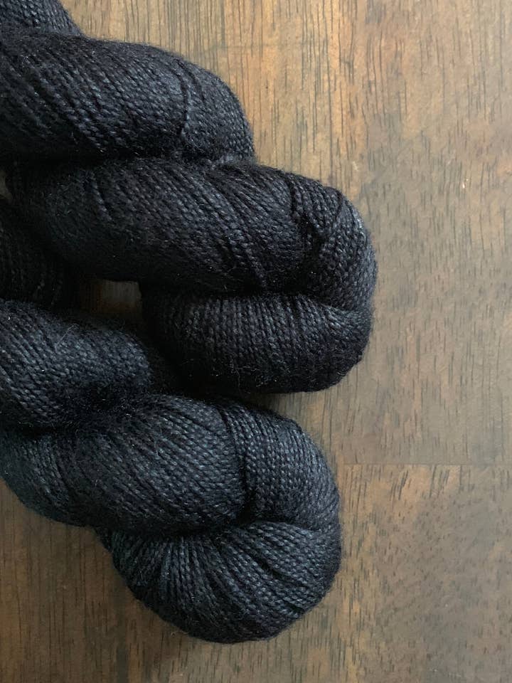 Basic Black- Etain Fingering for wholesale by Black Cat Fibers
