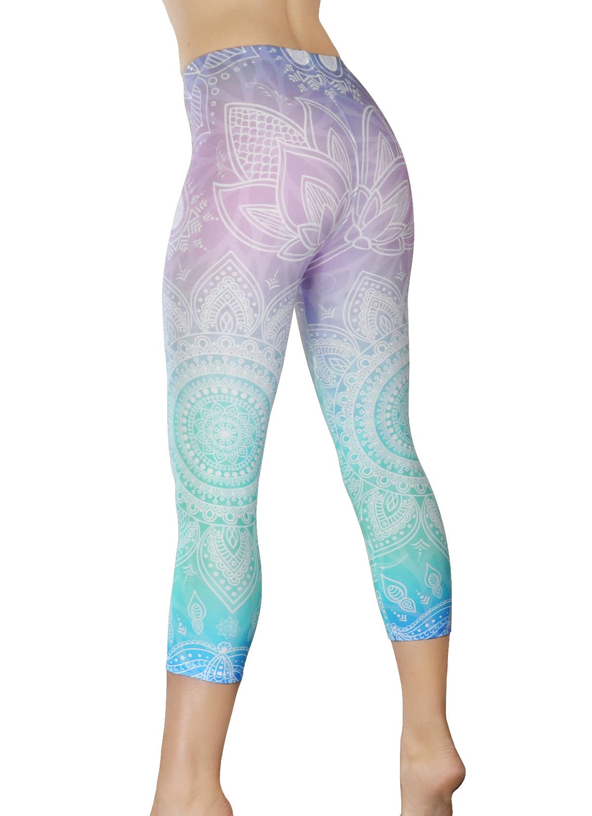 Comfy Yoga - Wholesale Athletic/Lounge Leggings - Women's - Capri "Cancun", Casual Ombre Mandala Printed Midrise Legging2