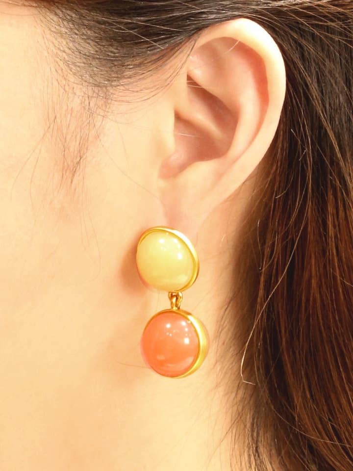 DJE310976 14K Two Tone Resin Dangle Post Earrings for wholesale by MiMi Wholesale