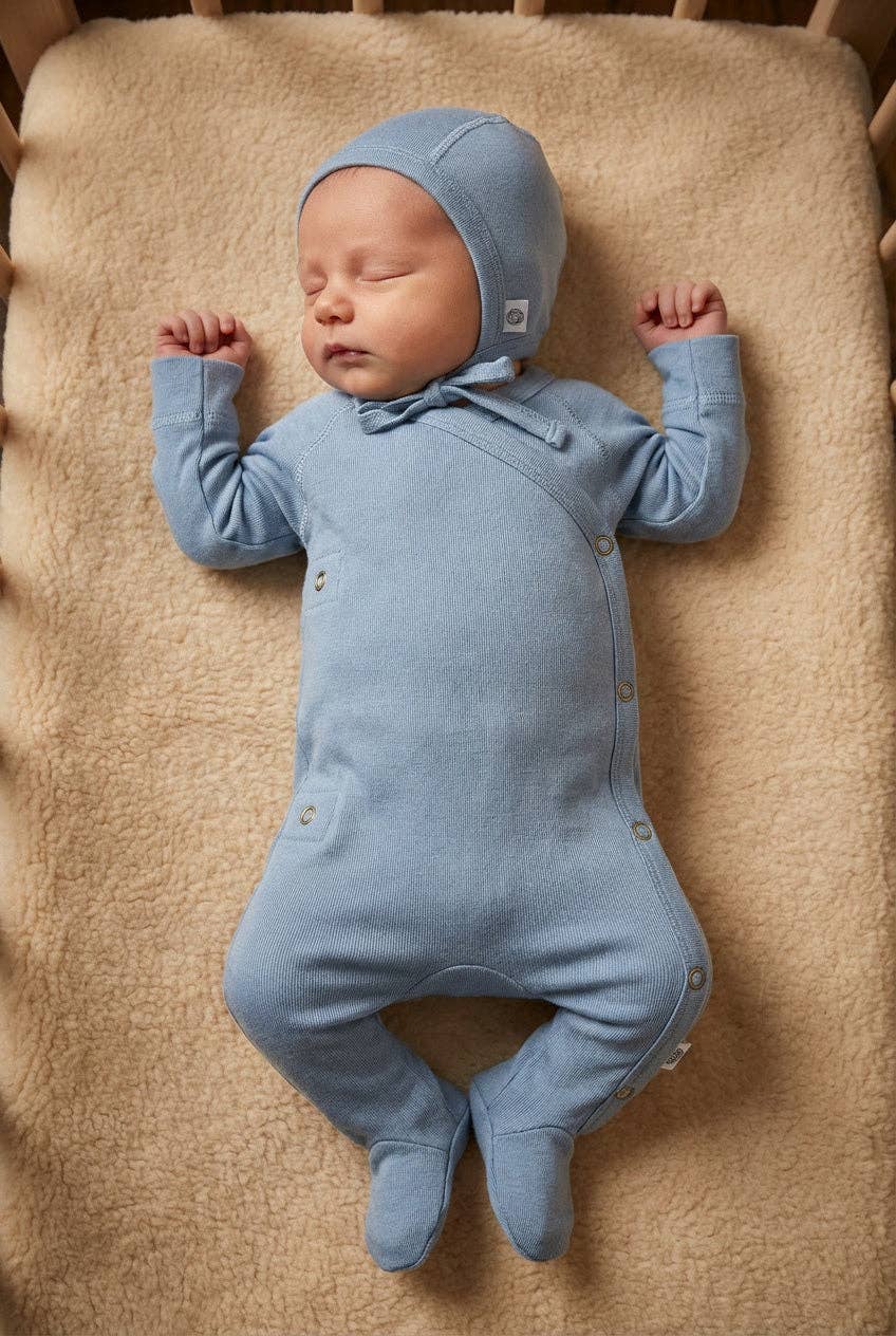 Lille Barn – Großhandel Strampler – Baby – Wollstrampler aus Merinowolle – Blau Nebel0