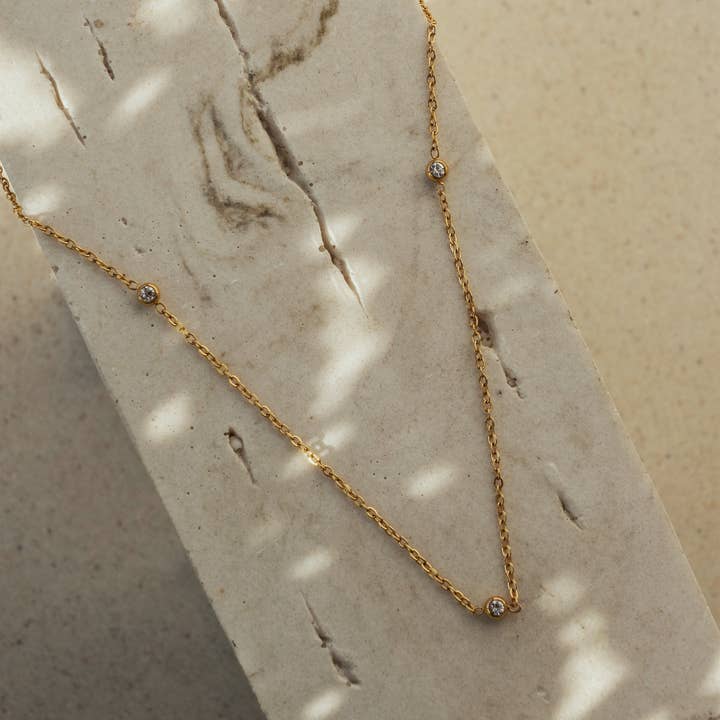 Dorota Zirconia Gold Necklace for wholesale by Faya & Co.