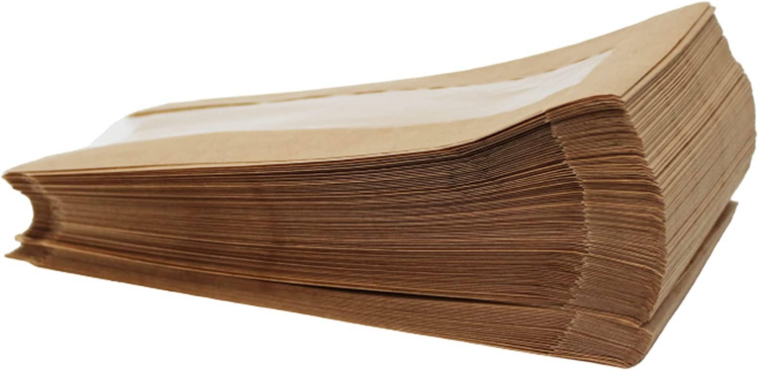 EcoQuality - Vendita all'ingrosso Involucro/sacchetto per alimenti - Borsa da forno in carta kraft marrone con finestra trasparente, 21,7 x 4,7 pollici3