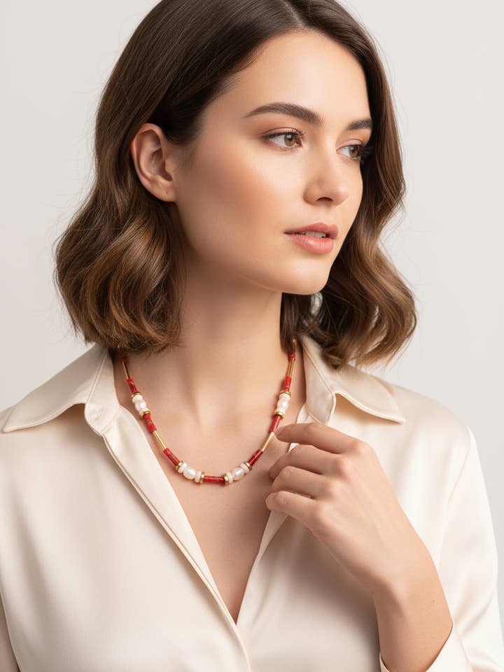 BDL05 - Pink, Peach & Freshwater pearl necklace for wholesale by Gist Jewellery