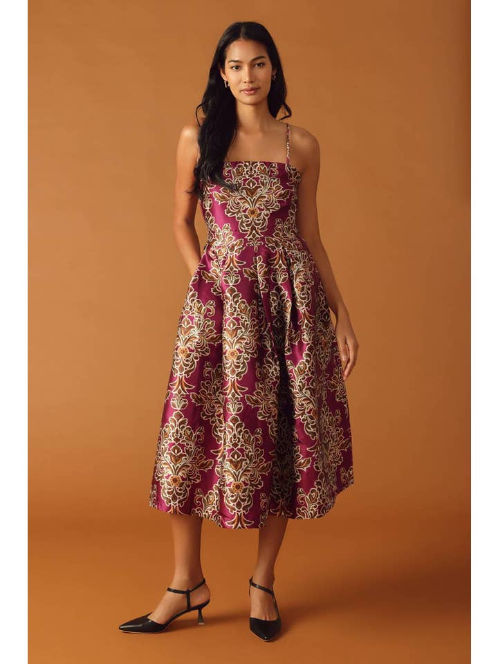 BERRY A printed woven midi dress - ID21702 for wholesale on Faire