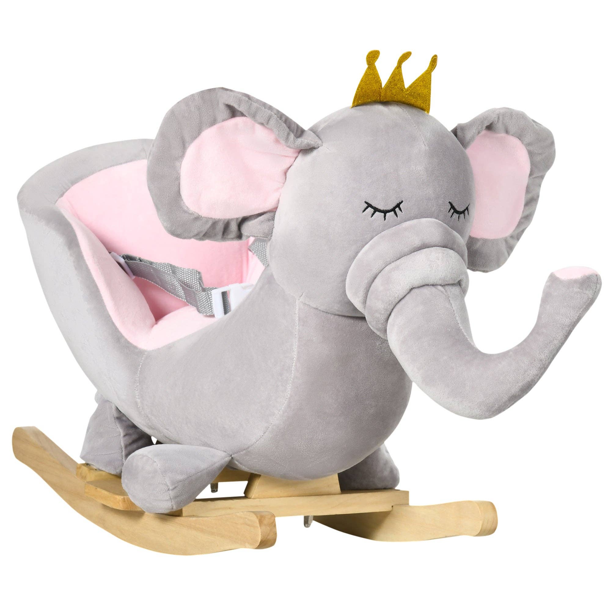 39F Inc. - Wholesale Rocking Horse - Kids - Baby Elephant Rocking Horse with Sound and Safety Belt，Grey2