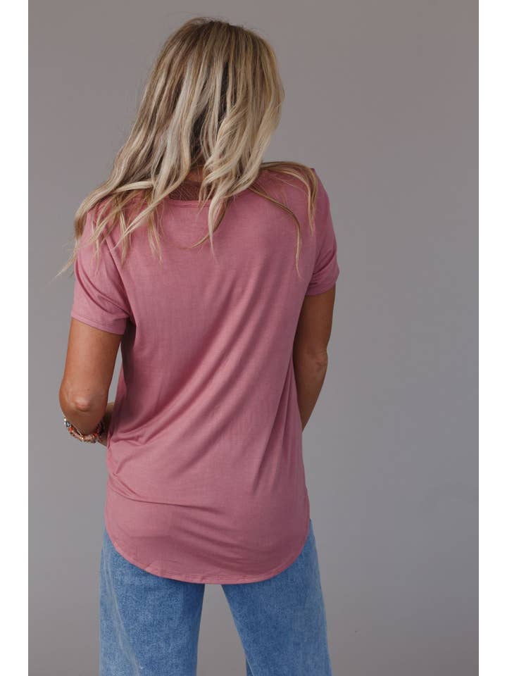 Three Bird Nest - Wholesale T-Shirt - Women's - Scoop Neck Bralette Tee - Mauve