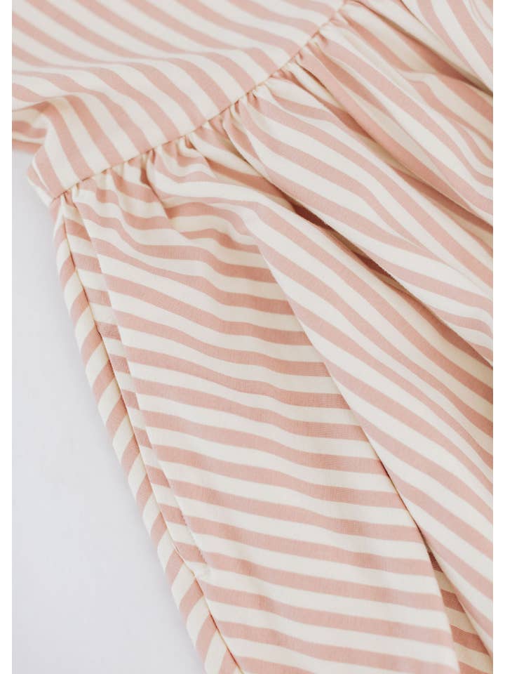 Good Apples Kids - Wholesale Dress - Kids - 3/4 Sleeve Twirl Dress in Vintage Pink Stripes10