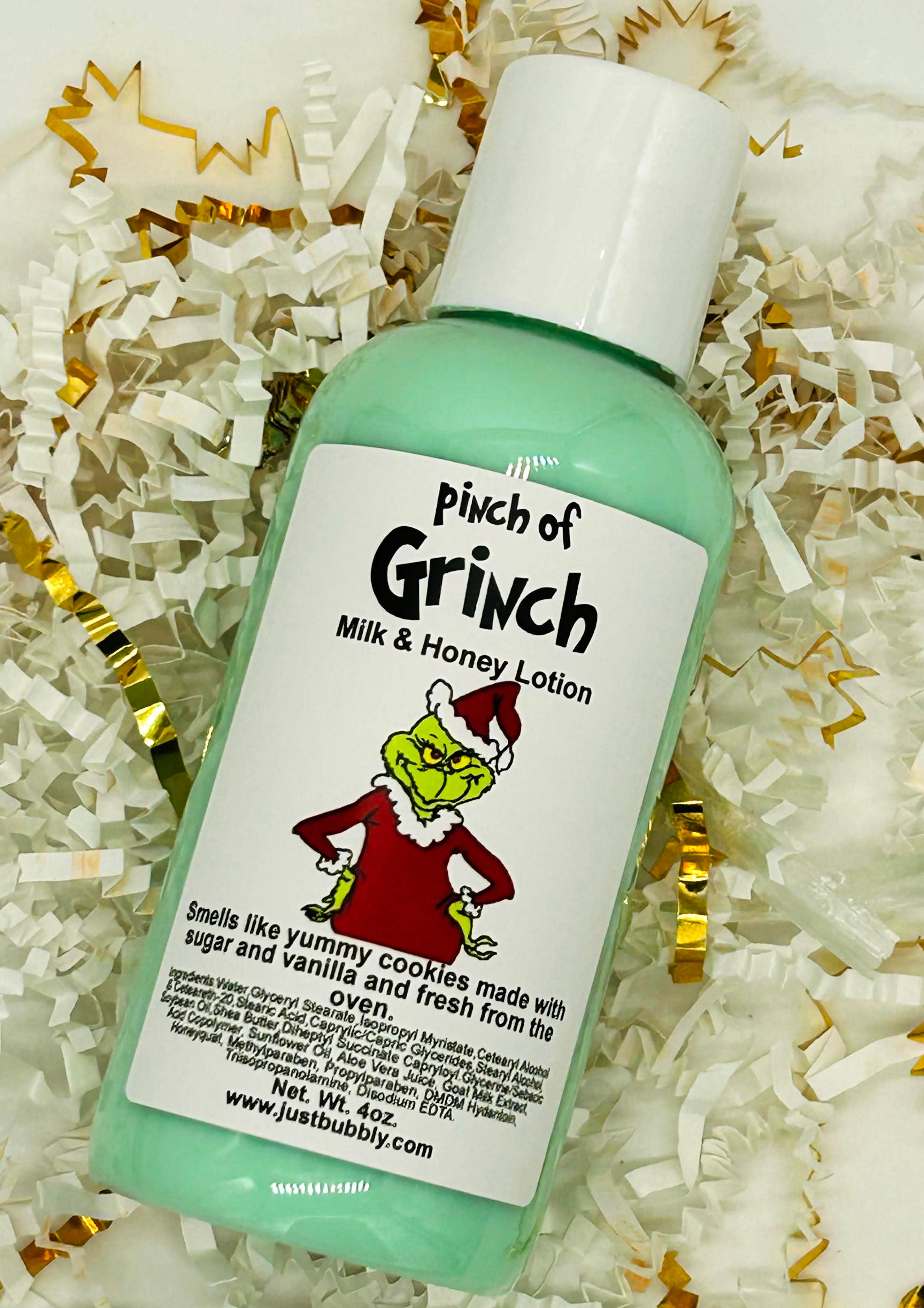Just Bubbly - Wholesale Hand & Body Lotion - Pinch Of Grinch Milk & Honey Lotion **Seasonal Best Seller**
