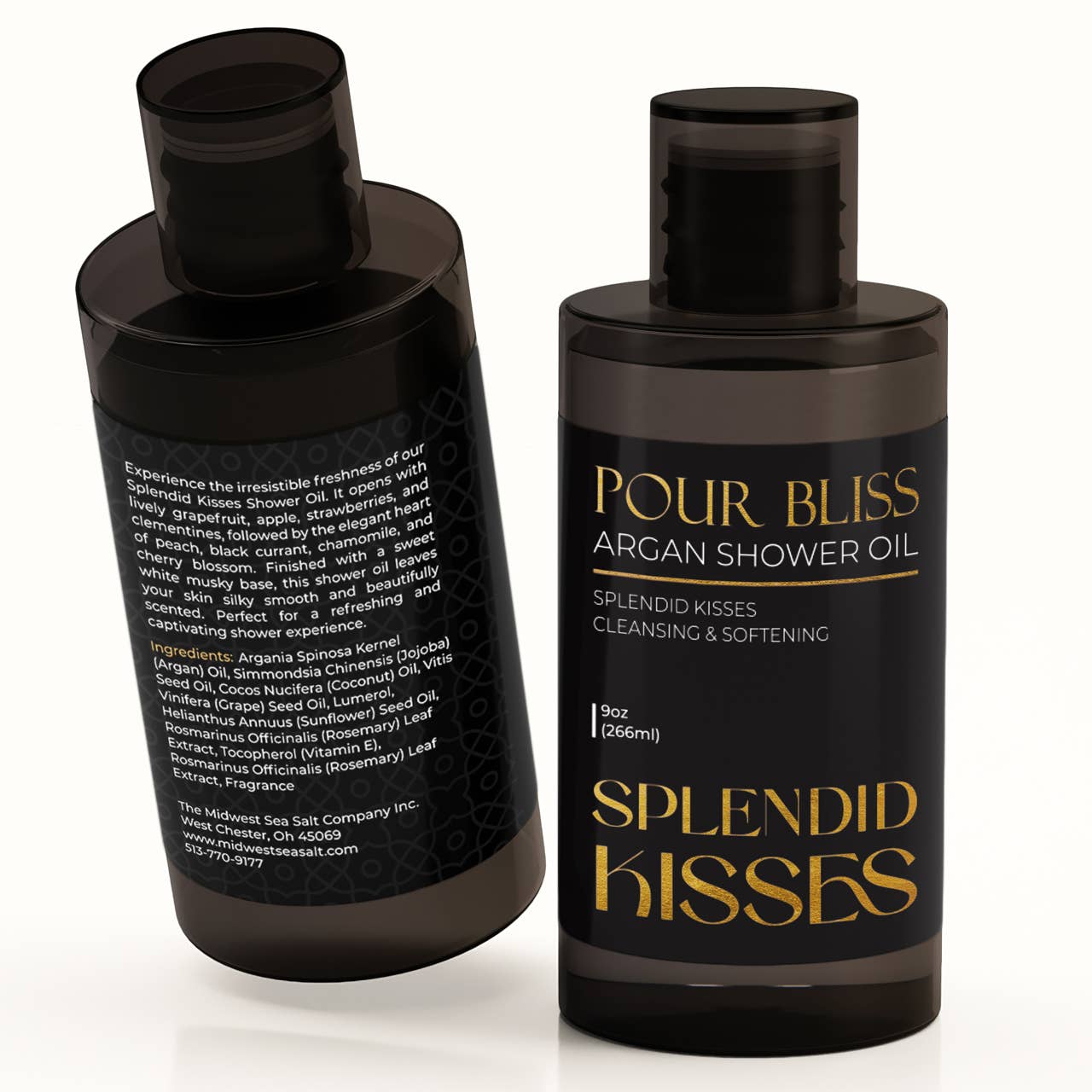 The Midwest Sea Salt Company – wholesale Body wash/shower gel – Splendid Kisses Pour Bliss Cleansing Argan Shower Oil - 9oz2