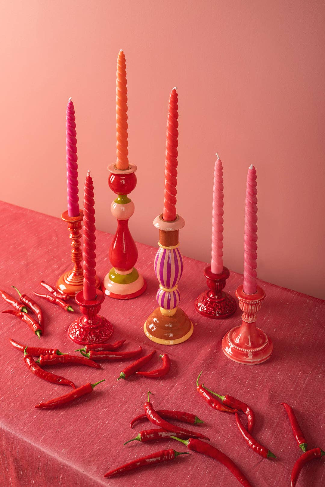 Ian Snow Ltd – Engroshandel Stearinlys/lysestage – 'Solopgang' Sæt med Seks Snoede Middagslys4