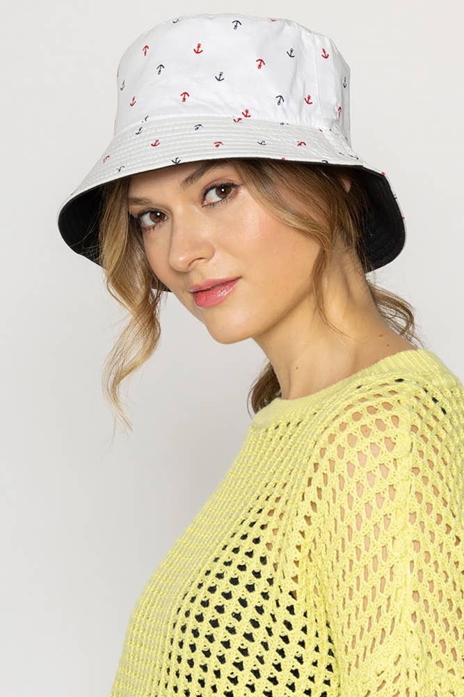 Hana - Wholesale Bucket Hat - Women's - Anchor Pattern Print Bucket Hat4