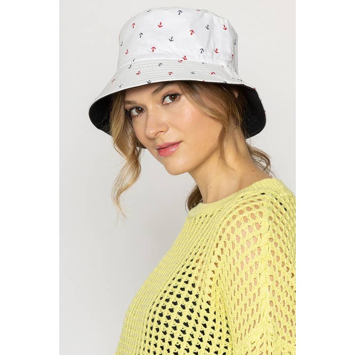 Hana - Wholesale Bucket Hat - Women's - Anchor Pattern Print Bucket Hat4