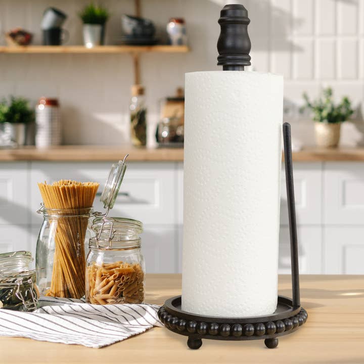 Kurated Korner - Wholesale Paper Towel Holder - Auldhome Design Farmhouse Beaded Paper Towel Holder