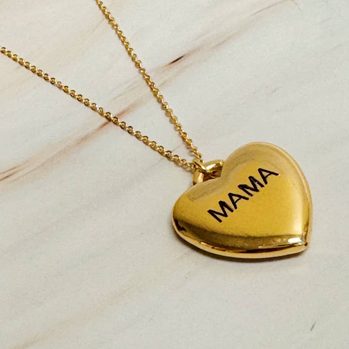 Mama Engraved Heart Pendant Necklace for wholesale by Ellison+Young