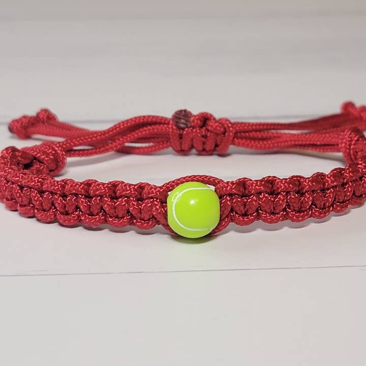 Adjustable Braided Friendship Bracelet W/ Tennis Ball Bead for wholesale by Jack Of All Braids