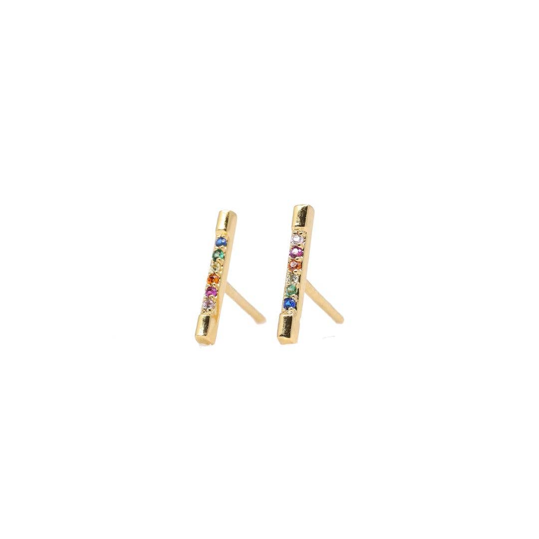 The Land of Salt - Wholesale Stud/Post Earrings - Rainbow Brite Stud Earrings in Gold0