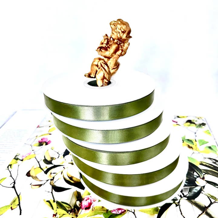 Inpakken & Cadeauverpakking — Olijfgroen Satijnen Lint voor wholesale door Zenaural