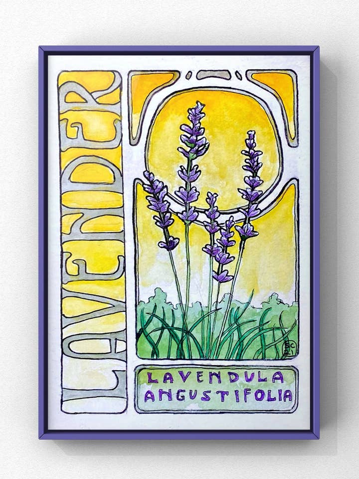 Lavender Art Nouveau-print en ansichtkaart voor wholesale door The Abstract By Sasha