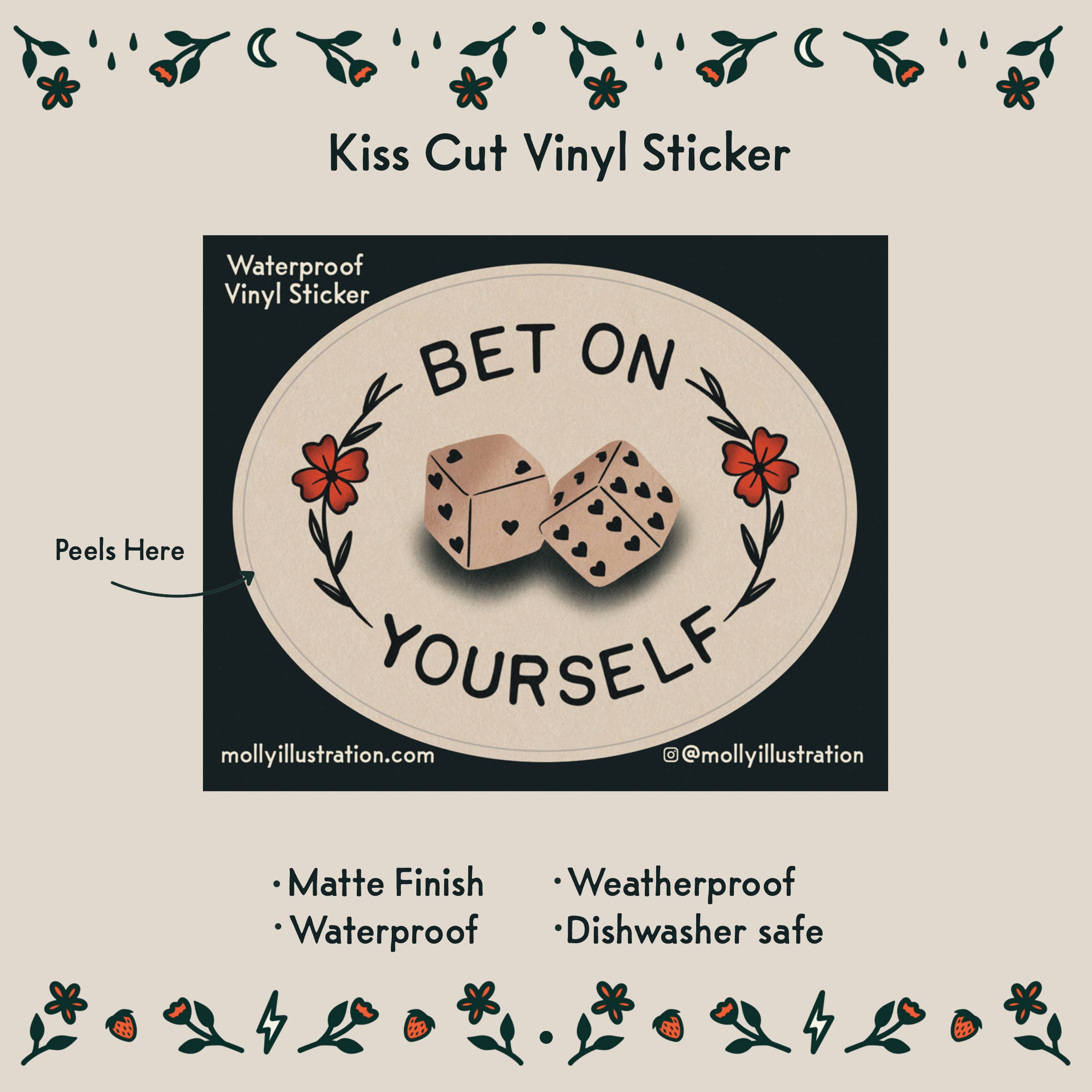 Molly Illustration - Wholesale Sticker - Bet on Yourself Waterproof Vinyl Sticker1