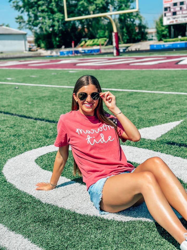Dash Forward Wholesale - Wholesale Screen Printed T-Shirt - Women's - Custom Cursive Gameday Puff Tee2