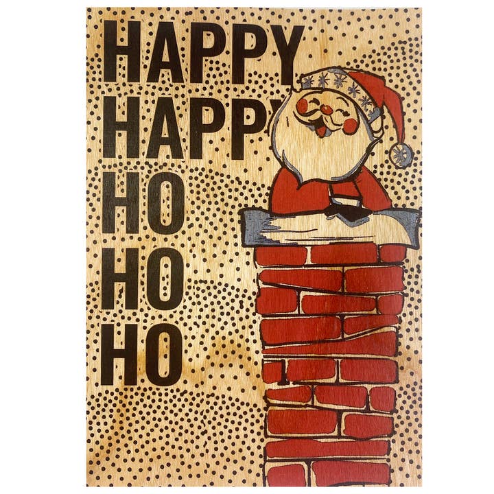 Wood Folding Card - Happy Chimney Ho Ho Ho for wholesale by Spitfire Girl