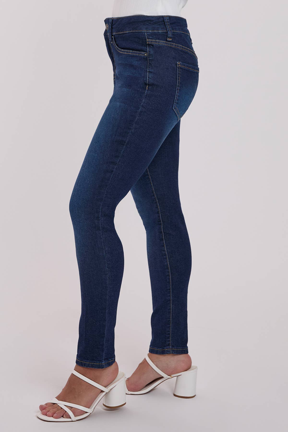 Dark Indigo Petite Sustainable High Rise Skinny Jeans-PP60653 for wholesale on Faire3