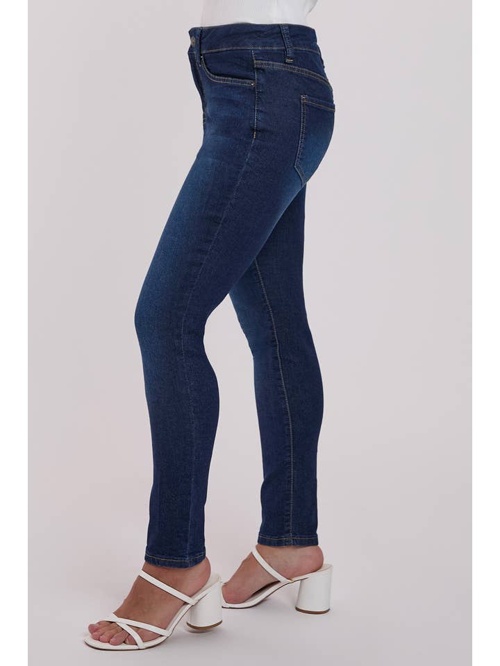 Dark Indigo Petite Sustainable High Rise Skinny Jeans-PP60653 for wholesale on Faire3