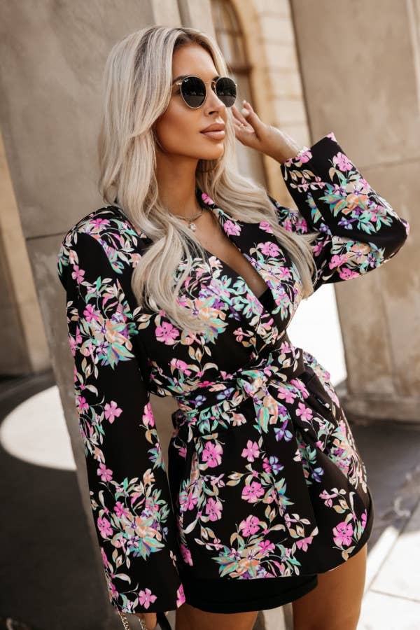 Lily Clothing - Wholesale Jacket - Women's - LONG-SLEEVED LEOPARD PRINT BLAZER LACE-UP COLLAR7