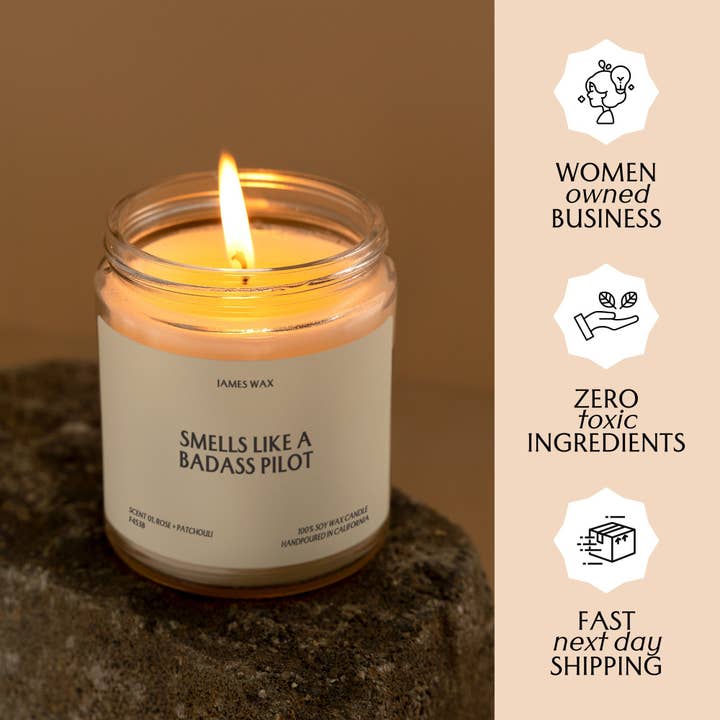 James Wax - Wholesale Jar/Filled Candle - Pilot Gift Smells Like A Badass Pilot Candle For New Pilots For Aviators F453B