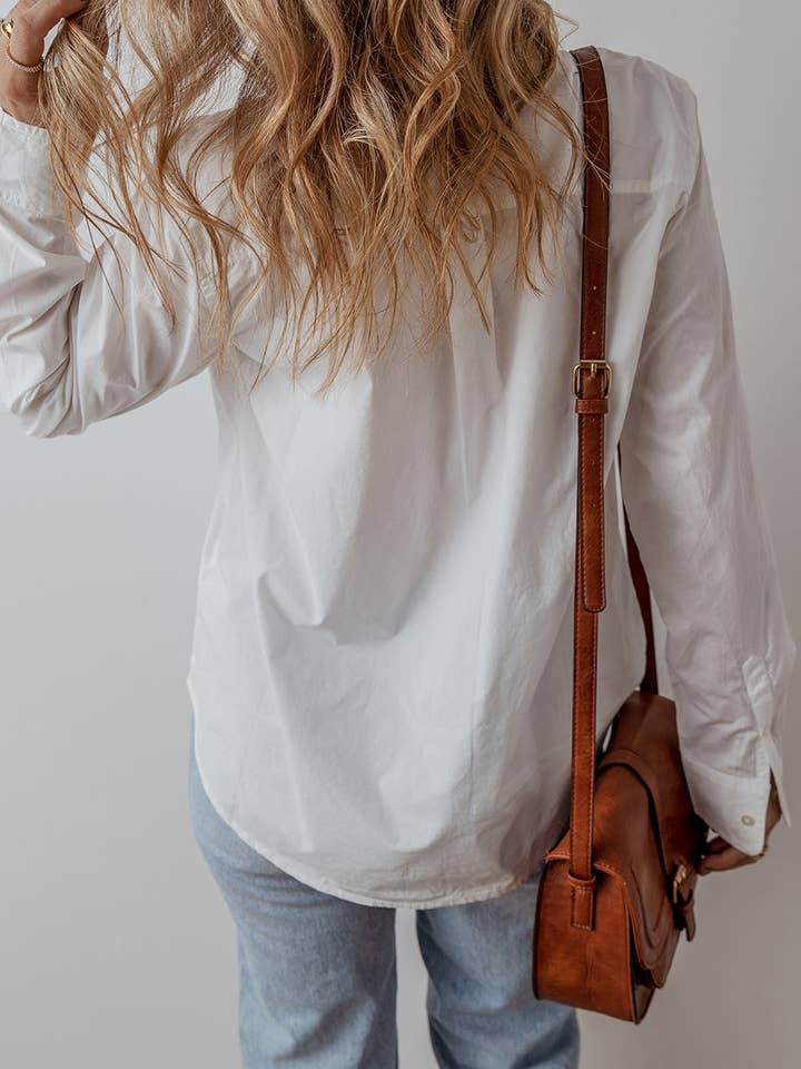 White Eyelet Lace Trim Buttoned Shirt for wholesale on Faire