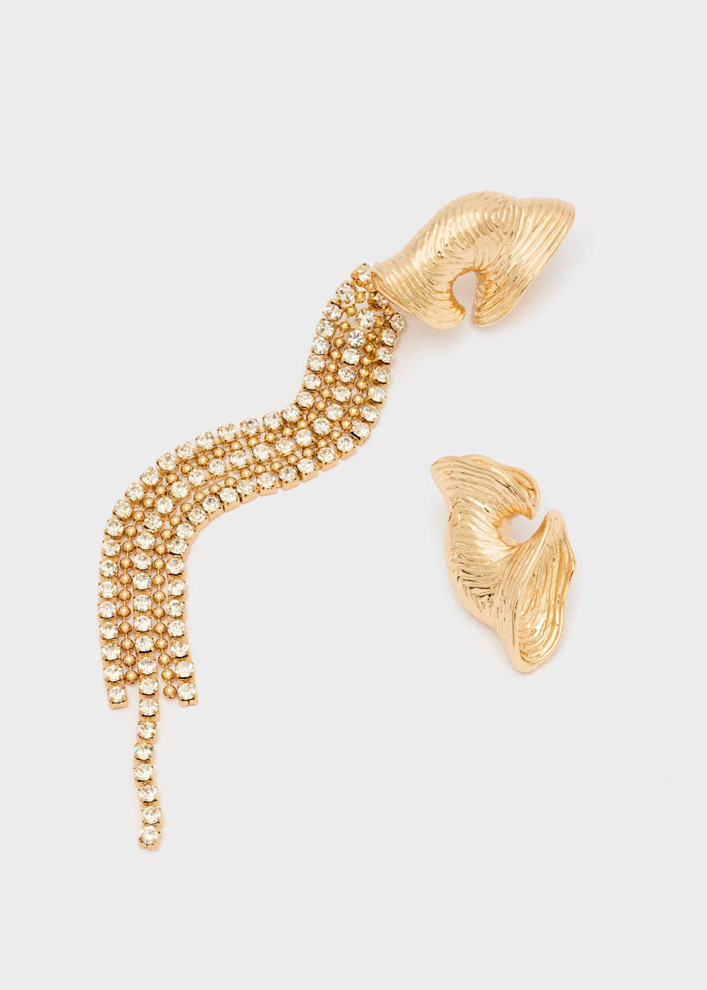 NALI' - Wholesale Dangle Earrings - IRREGULAR EARRINGS WITH GOLD/CLEAR STONES - N643