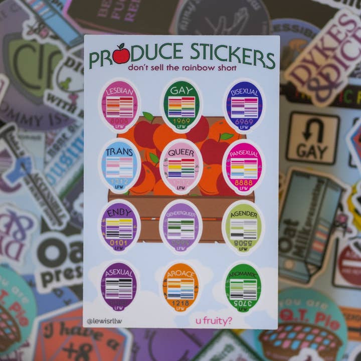 Produce Pride Sticker Sheet for wholesale by Salted Fruit Shop