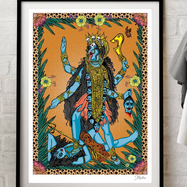 Msdre - Wholesale Poster - Kali Indian Goddess Hinduism Yoga Colour Art Poster Print1