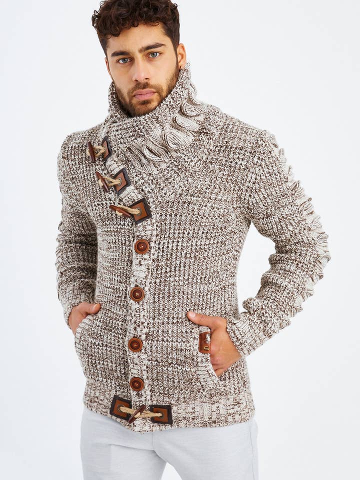 Leif Nelson GmbH - Wholesale Knit Sweater - Men's - Men's Knit Sweater Chunky Knit Shawl Collar LN-55856
