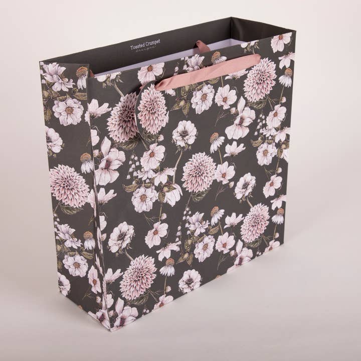 Penny Kennedy Ltd - Venta al por mayor Bolsas de celofán - Bolsa de Regalo Grande de Flores Blancas de Toasted Crumpet