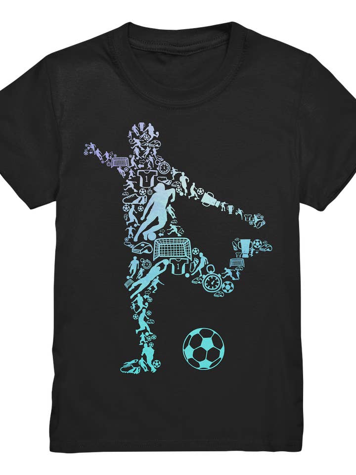 Football motif soccer player silhouette t-shirt for wholesale by Tigerlino®