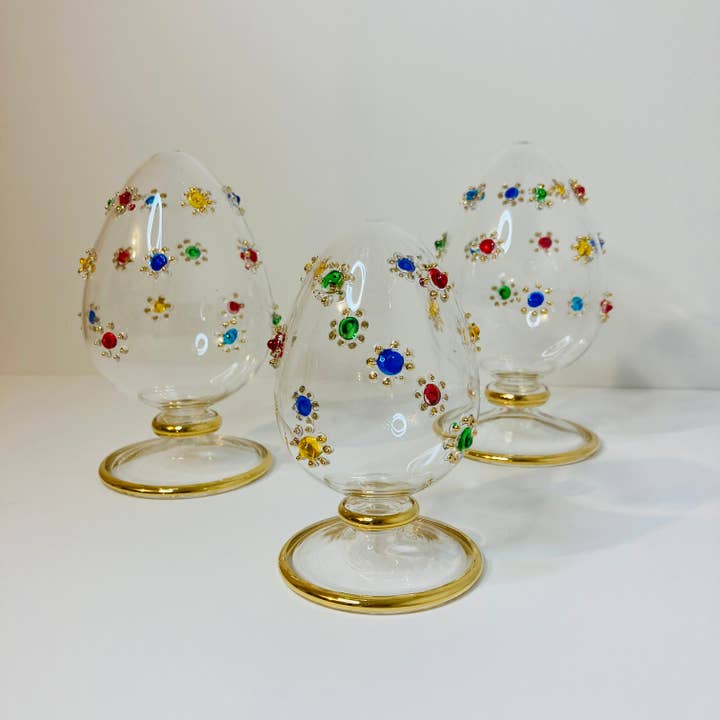 Blown Glass Tabletop Egg - Colored Gems for wholesale by Dandarah (Ships from USA)