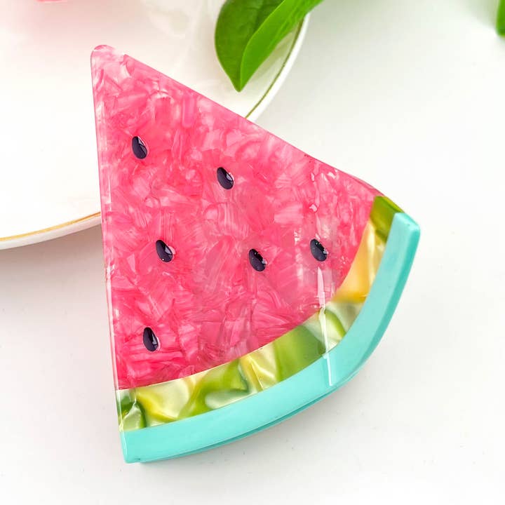Fresh & Elegant Watermelon Acetate Hair Claw Clip for wholesale by mildstyles