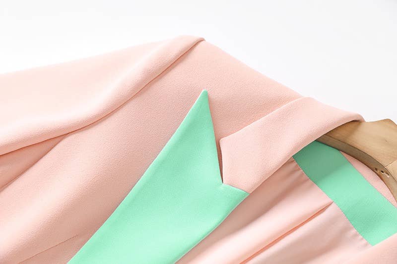 Lyserød BL8-6L Chic Pink 3/4 ærmet jakke med kontrastsøm for engroshandel på Faire4