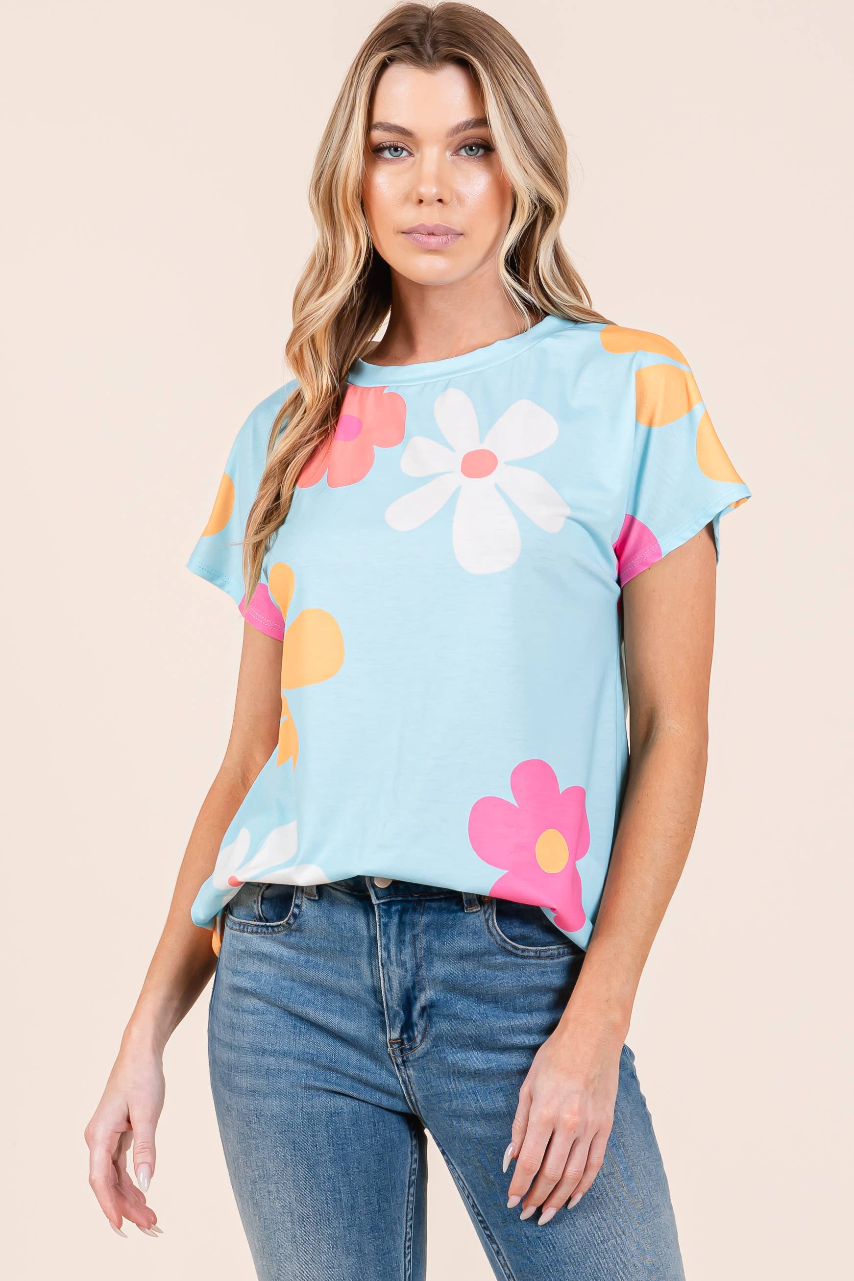 BOMBOM - Wholesale T-Shirt - Women's - TA2192 Boho Floral Print Tee3