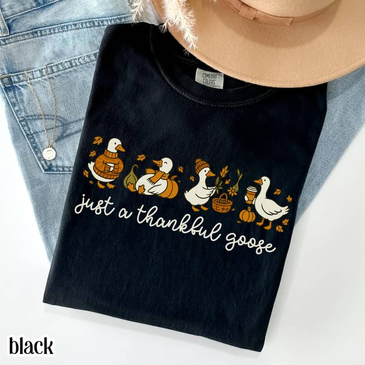 Glaime – wholesale T-shirt (graphic) – women's – Thanksgiving Goose Comfort Colors Tee, Thankful Fall Sweater1