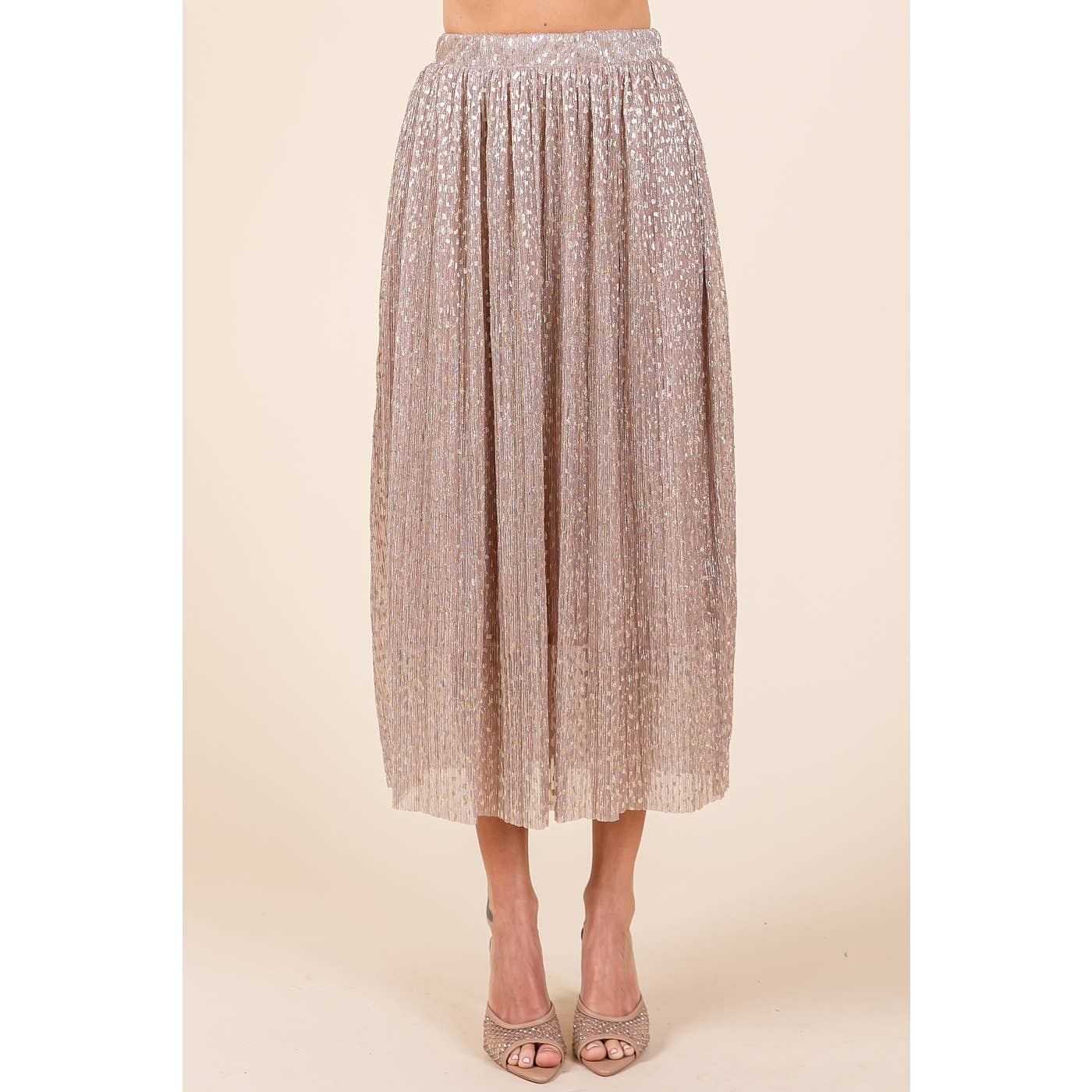 mittoshop - Wholesale Skirt - Women's - METALLIC GLITTER SPECKLE PRINT ELASTIC MIDI SKIRT1