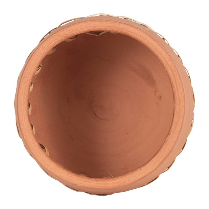 Foreside Home & Garden - Wholesale Plant Pot - SALE - Mesa Terracotta & Cane Weave Garden Planter Pot
