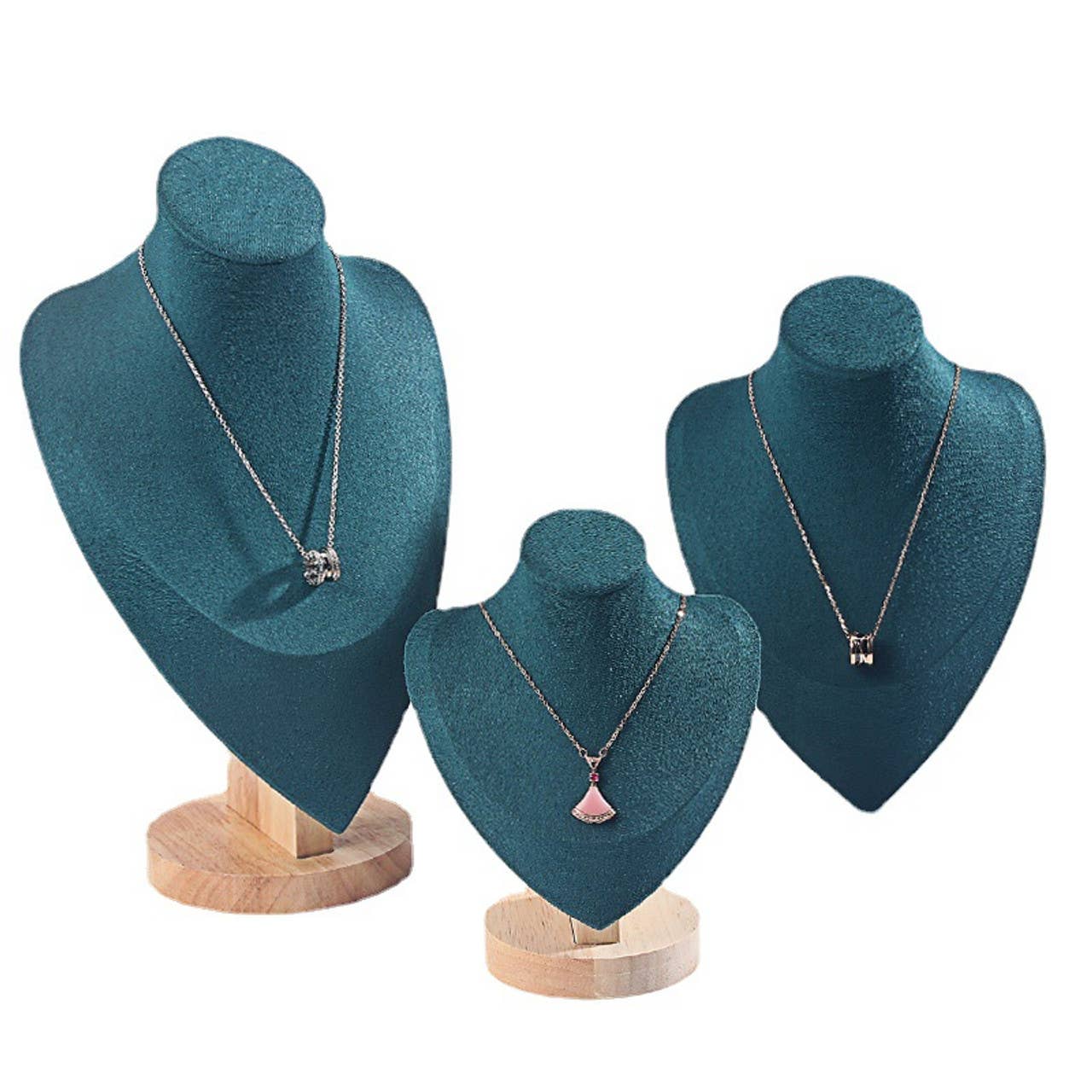 Zakka - Wholesale Jewelry Stand & Display - Velvet Green Neck Form Necklace Jewelry Display 3 Sizes 2